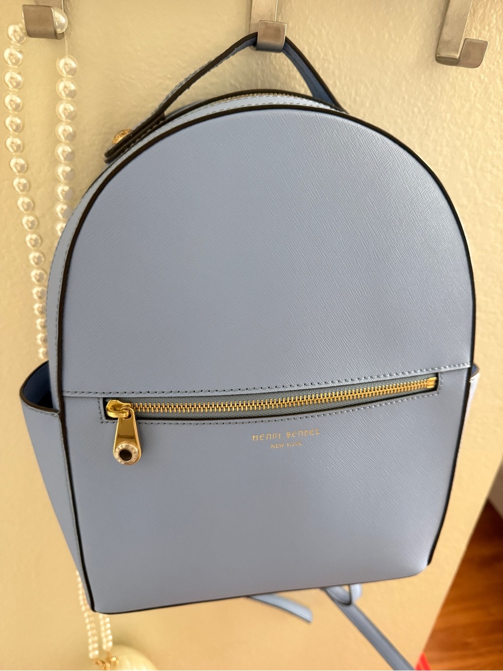 Henri Bendel Sky Blue Leather Mini Backpack